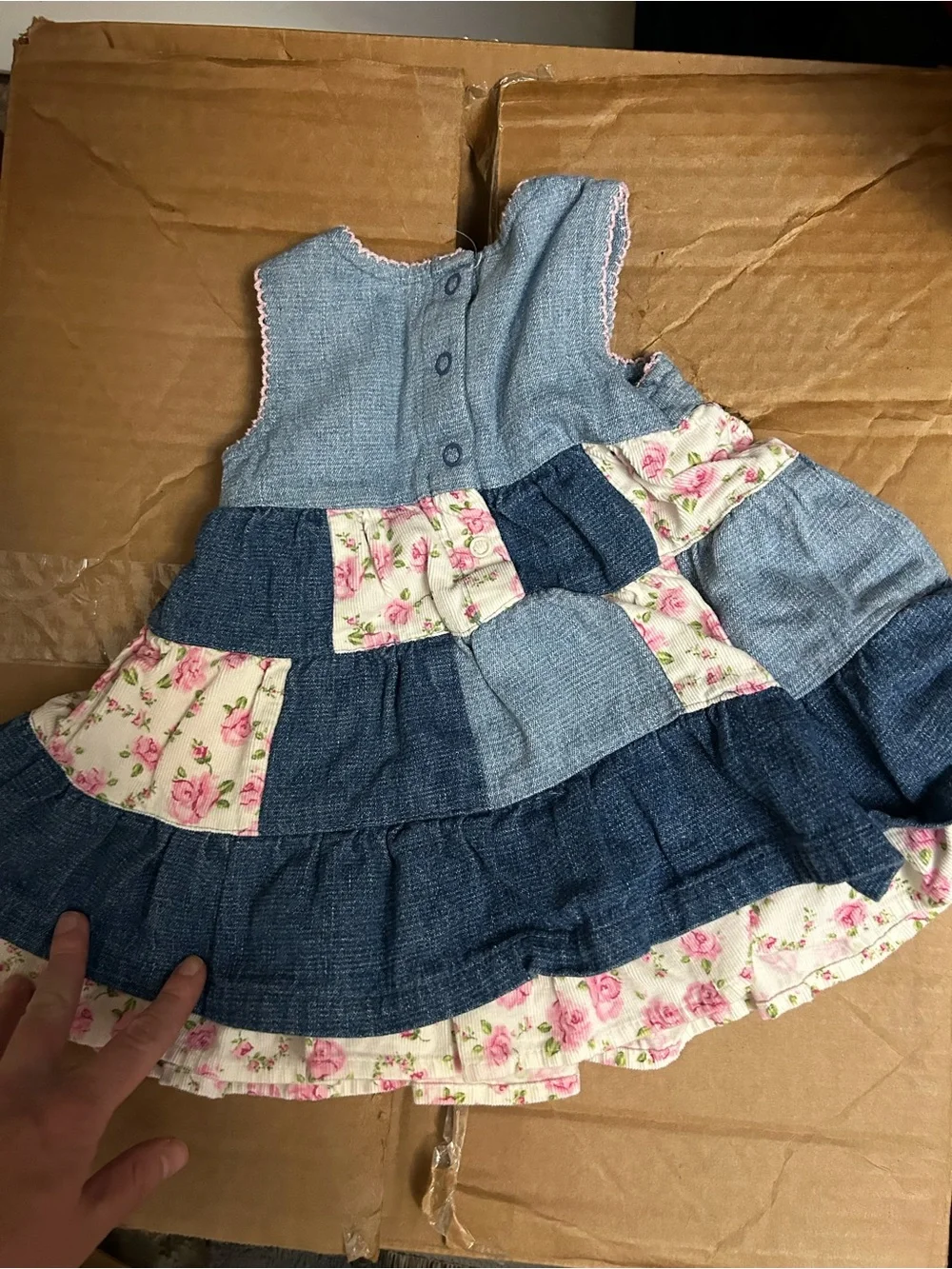 The Children's Place Blue Denim & Pink Rose Patchwork Dress - Picture 3 of 4